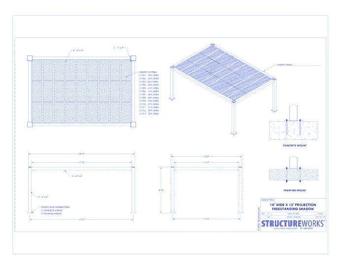 Trex Pergola Shadow: 18' W x 12' P Freestanding Trex Pergola Shadow