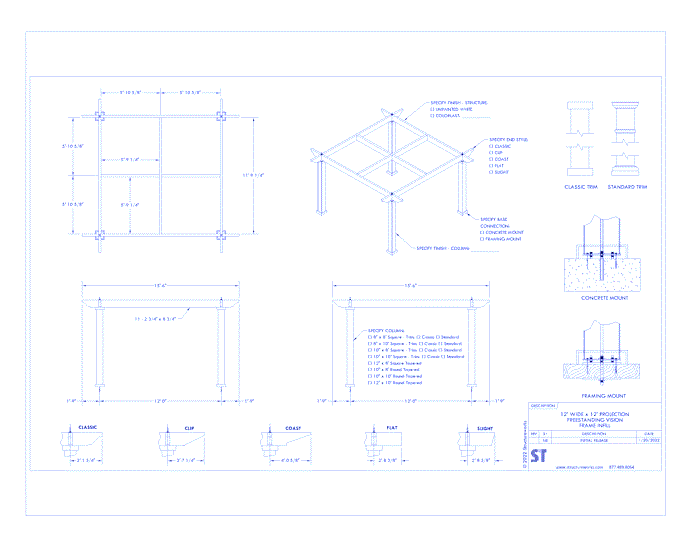 Trex Pergola Vision: 12' W x 12' P Freestanding Trex Pergola Vision - Frames Infill