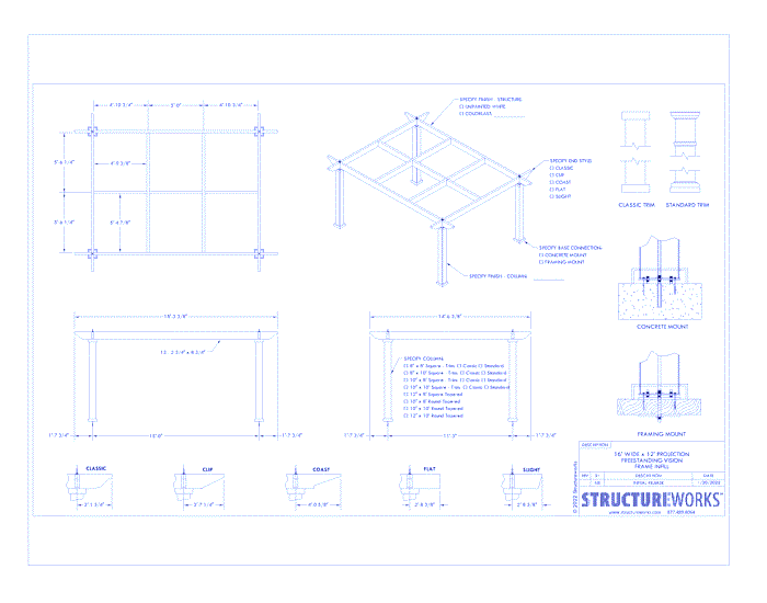 Trex Pergola Vision: 16' W x 12' P Freestanding Trex Pergola Vision - Frames Infill