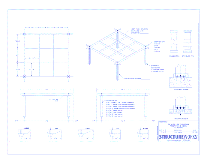 Trex Pergola Vision: 16' W x 16' P Freestanding Trex Pergola Vision - Frames Infill