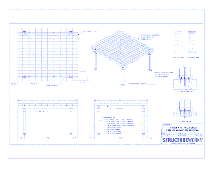 Trex Pergola: 18' W x 16' P Freestanding Trex Pergola