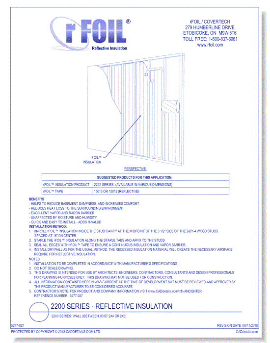 2200 Series: Wall (Between Joist 2x4 or 2x6)