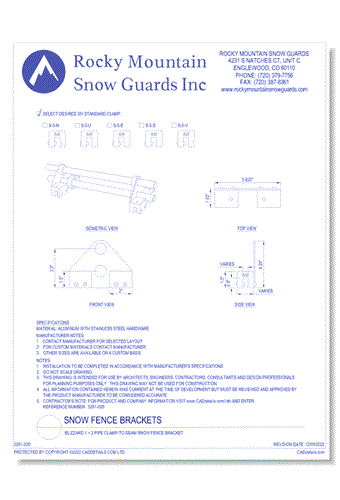 Blizzard II+ 2 Pipe Clamp-to-Seam Snow Fence Bracket