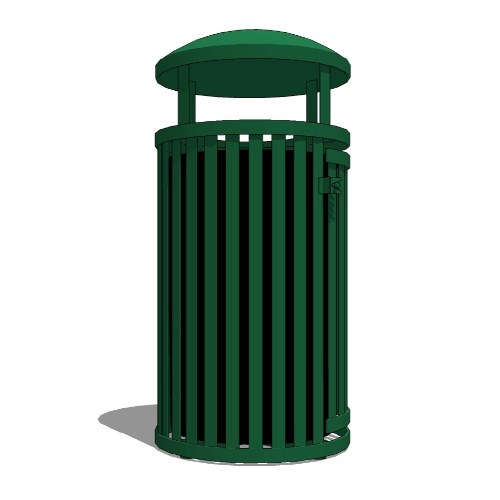 Streetscape Collection: 45 Gallon Outdoor Trash Receptacle w/ Rain Canopy and Door (SCTP-40 D)