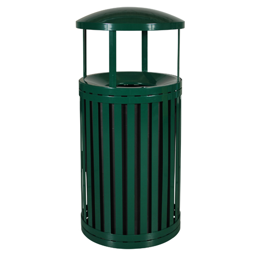 CAD Drawings BIM Models Ex-Cell Kaiser Streetscape Collection Outdoor Trash Receptacle with Flat Top and Rain Canopy - 45 Gallon