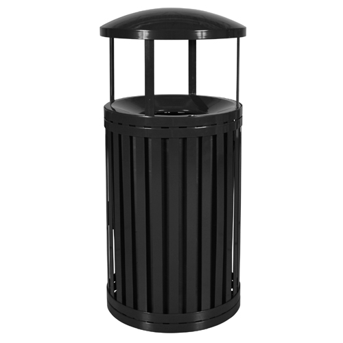 CAD Drawings BIM Models Ex-Cell Kaiser Streetscape Collection Outdoor Trash Receptacle with Flat Top and Rain Canopy - 45 Gallon