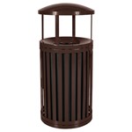 View Streetscape Collection Outdoor Trash Receptacle with Flat Top and Rain Canopy - 45 Gallon