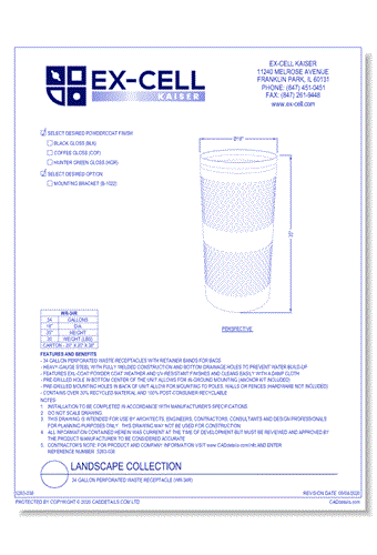 Landscape Collection: 34 Gallon Perforated Waste Receptacle (WR-34R)