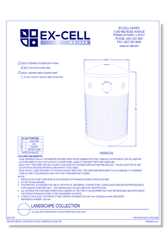 Landscape Collection: 40 Gallon Outdoor Recycling Receptacle (RC-2441)