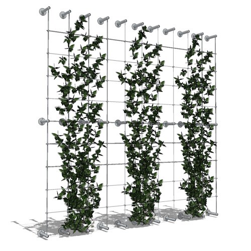 Wall Trellis Systems: System Bern, Vertical Cables with Horizontal Rod – Elevation/Section