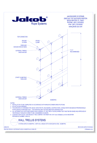 Wall Trellis Systems: System Zürich Isometric, Vertical Cables with Horizontal Rod – Isometric