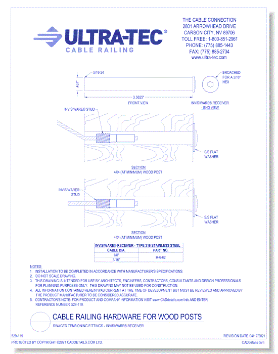 Swaged Tensioning Fittings — Invisiware® Receiver