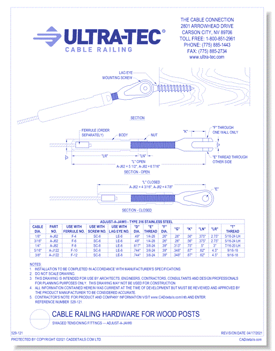 Swaged Tensioning Fittings — Adjust-A-Jaw®