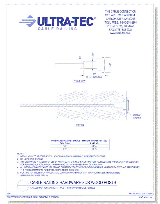 Swaged Non-Tensioning Fittings — Invisiware® Radius Ferrule