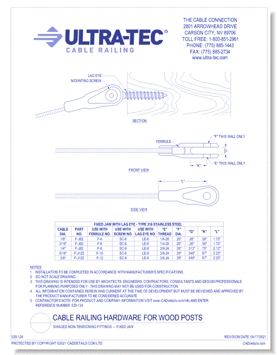 Swaged Non-Tensioning Fittings — Fixed Jaw