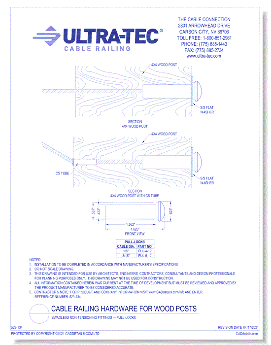 Swagless Non-Tensioning Fittings — Pull-Lock®