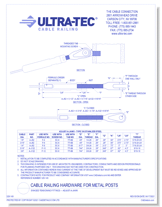 Swaged Tensioning Fittings — Adjust-A-Jaw®