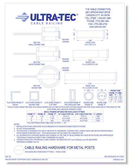 Swagless Non-Tensioning Fittings — Push-Lock®