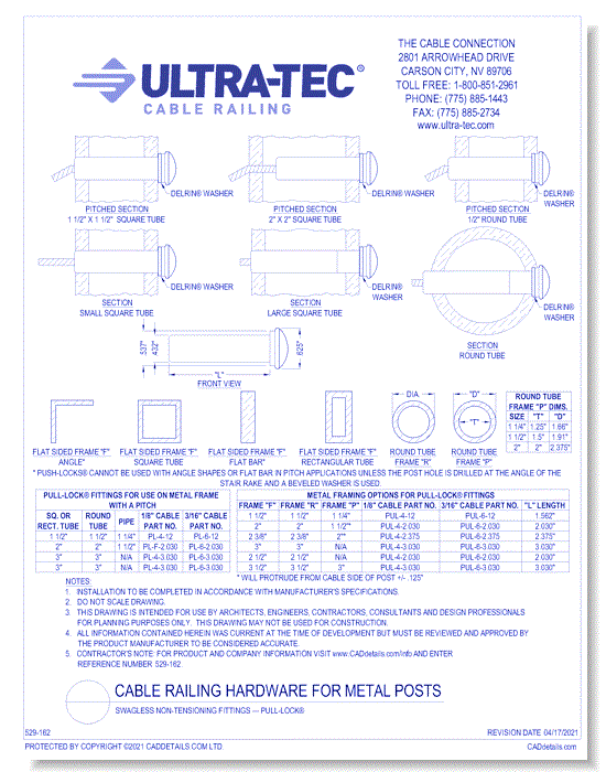 Swagless Non-Tensioning Fittings — Pull-Lock®