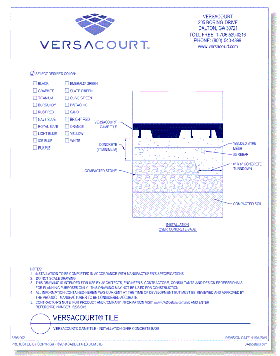 VersaCourt® Game Tile - Installation over Concrete Base