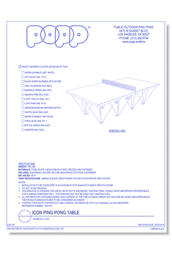 ICON Ping Pong Table: Isometric View