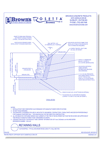 Retaining Walls: Outcropping - Typical Non-Reinforced (Gravity) Wall Section