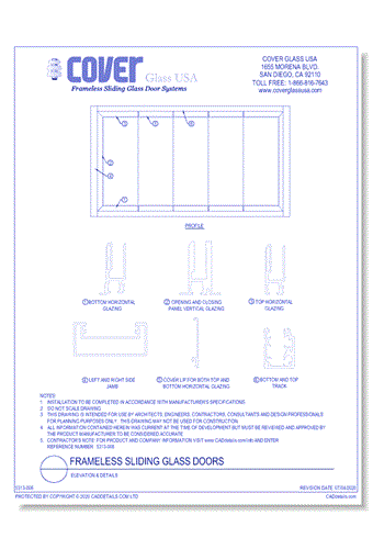 Frameless Sliding Glass Doors: Elevation & Details