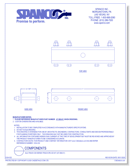 Alu-Track 308 Series Track Splice Kit (AT-SK8-01)