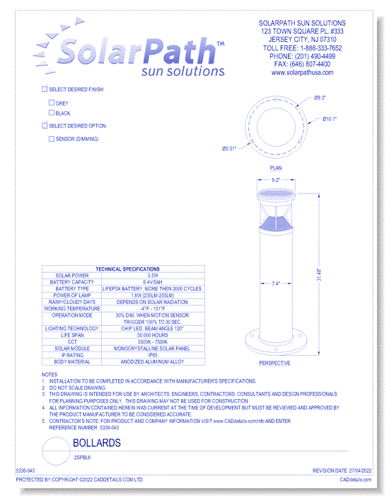 Solar Bollard: 2SPBL6