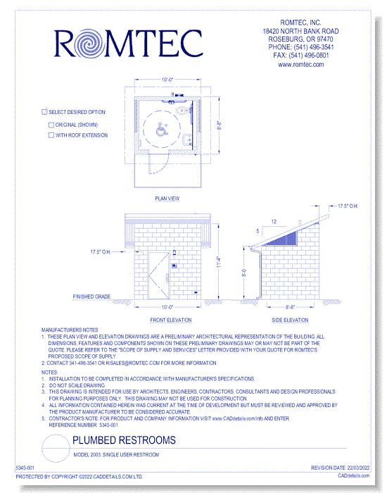 Model 2003: Single User Restroom