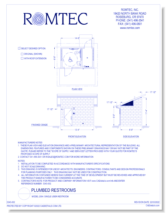 Model 2004: Single User Restroom