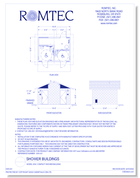 Model 2052: Compact Shower Building