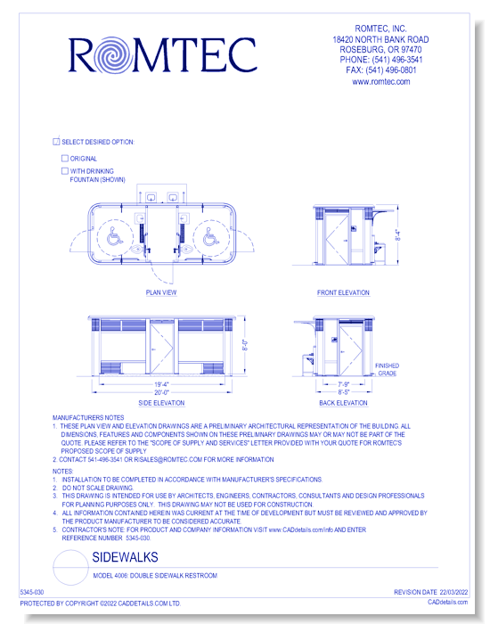 Model 4006: Double Sidewalk Restroom