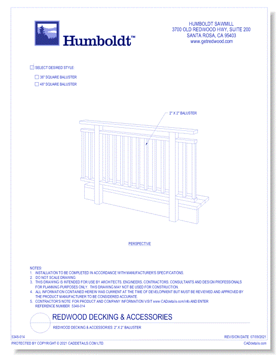 Redwood Decking & Accessories: 2” x 2” Baluster