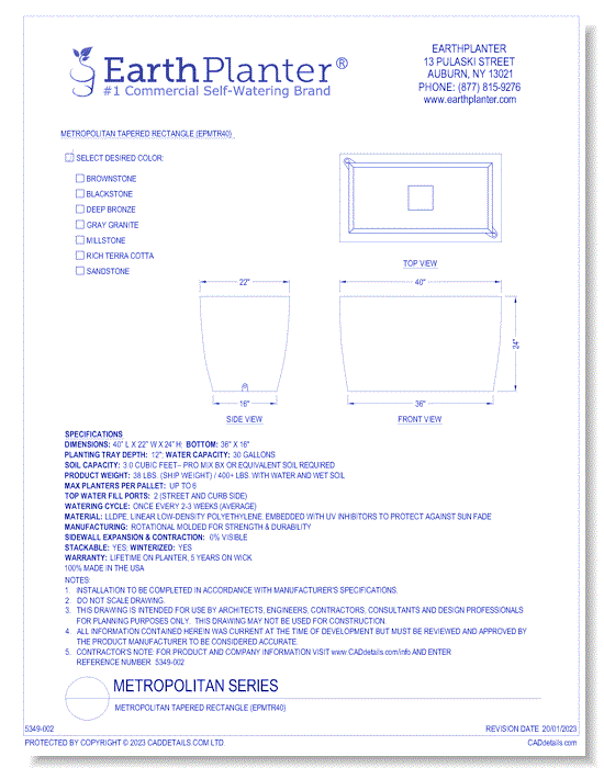 Metropolitan Tapered Rectangle (EPMTR40)