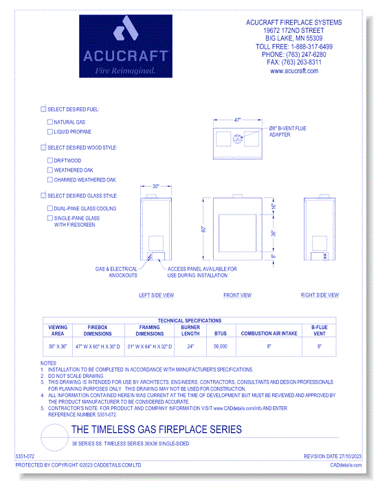 36 SERIES SS: Timeless Series 36x36 Single-Sided