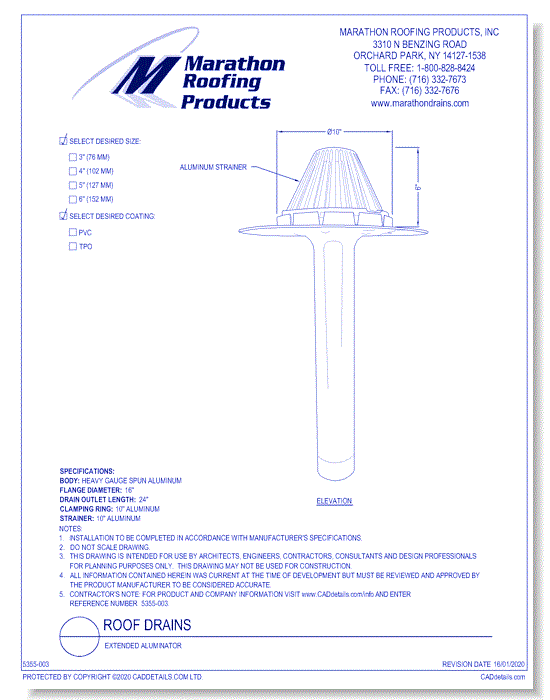 Roof Drains: Extended Aluminator