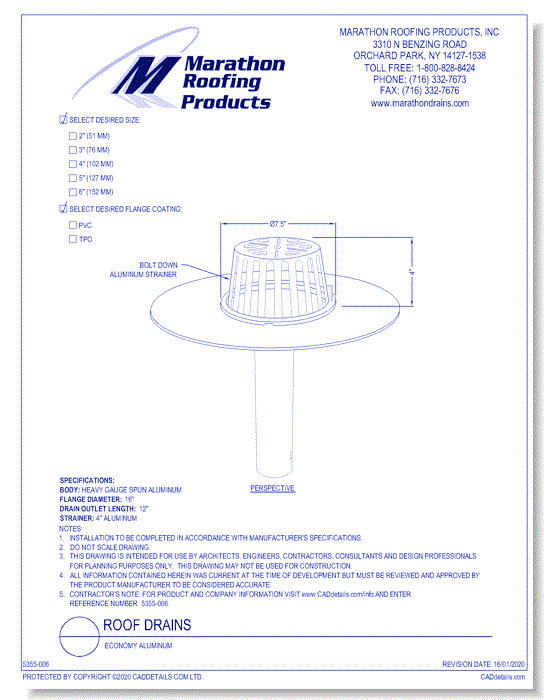 Roof Drains: Economy Aluminum 