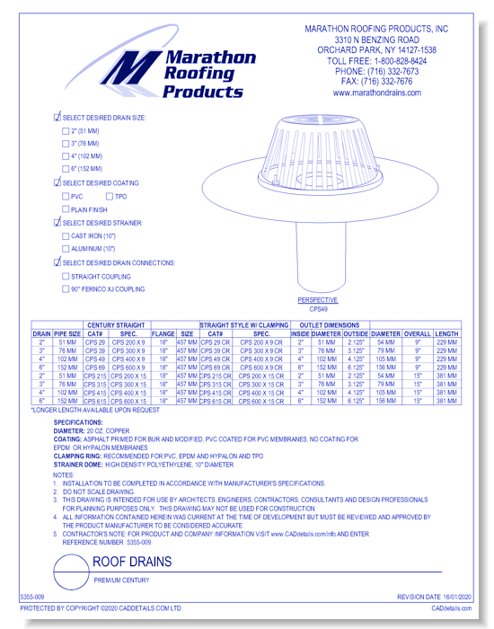 Roof Drains: Premium Century