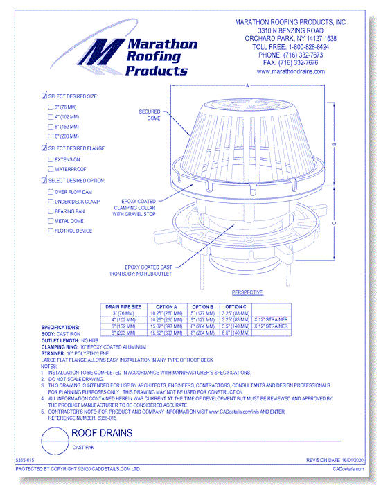 Roof Drains: Cast Pak