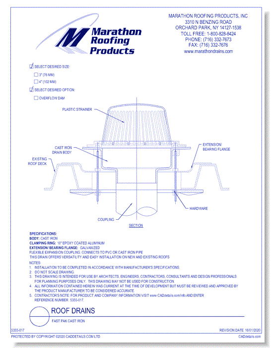 Roof Drains: Fast Pak Cast Iron 