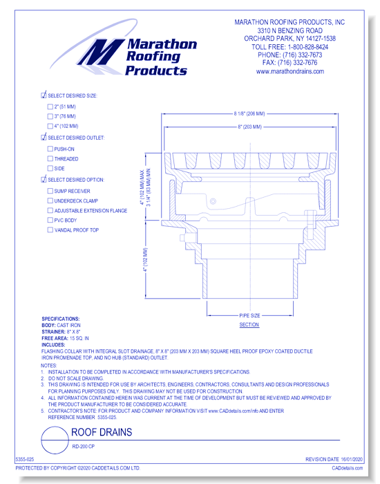 Roof Drains: RD-200 CP