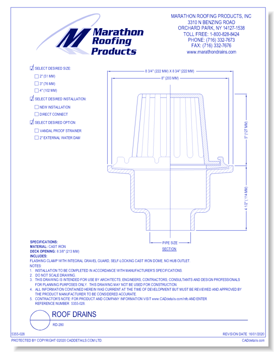 Roof Drains: RD-280