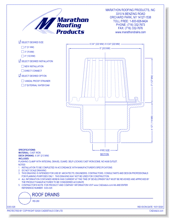 Roof Drains: RD-280 