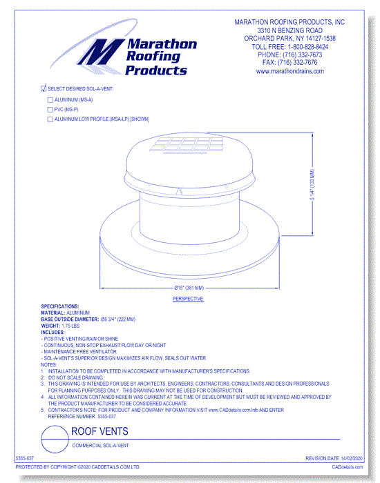 Roof Vents: Commercial Sol-A-Vent