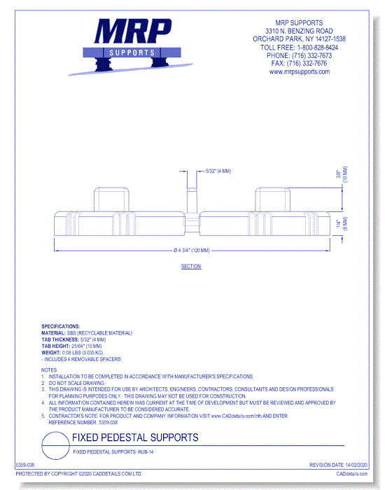 Fixed Pedestal Supports: RUB-14