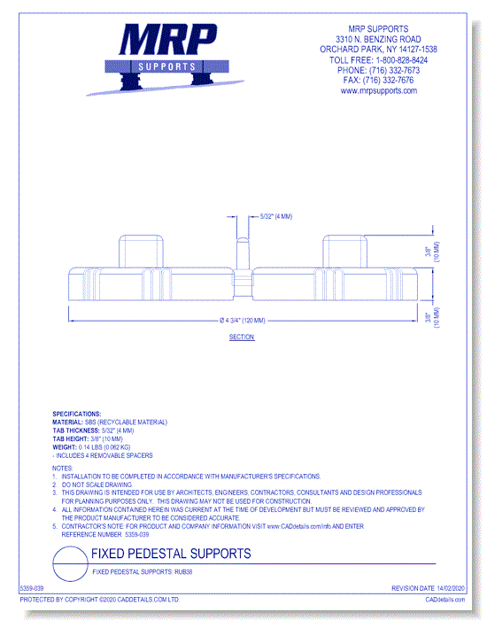 Fixed Pedestal Supports: RUB38