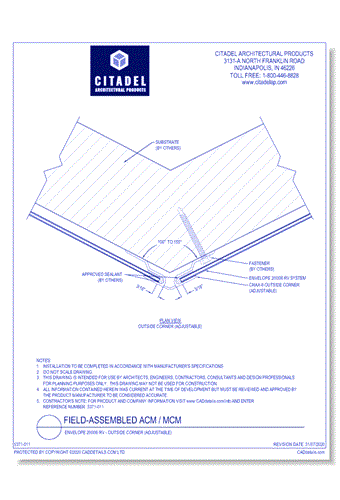 Envelope 2000® RV - Outside Corner (Adjustable)
