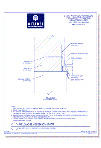 Envelope 2000® RV - Perimeter J - Window Head - Option 1