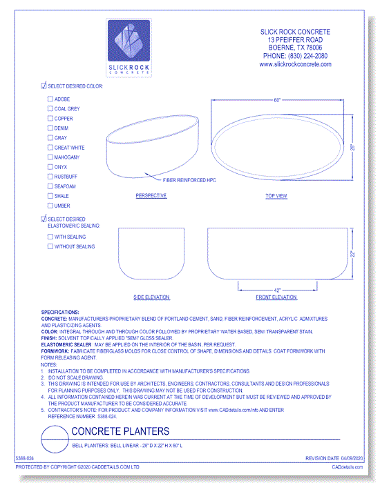 Bell Planters: Bell Linear - 28" D x 22" H x 60" L